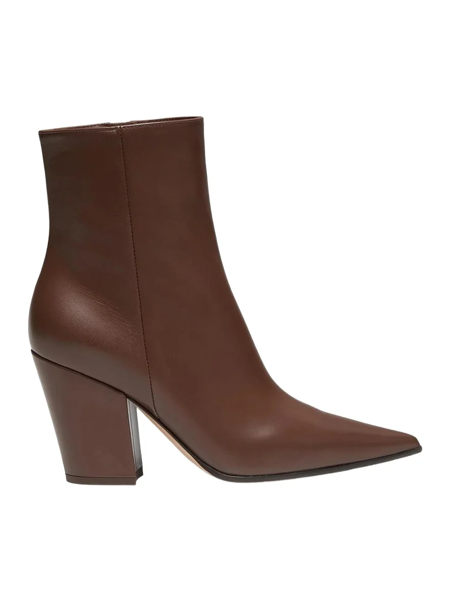 Keinna 85MM Leather Block-Heel Booties Keinna 85MM Leather Block-Heel Booties