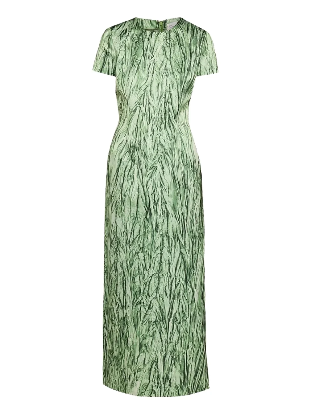 Short-Sleeve Crushed Velvet-Printed Satin Midi Dress Short-Sleeve Crushed Velvet-Printed Satin Midi Dress