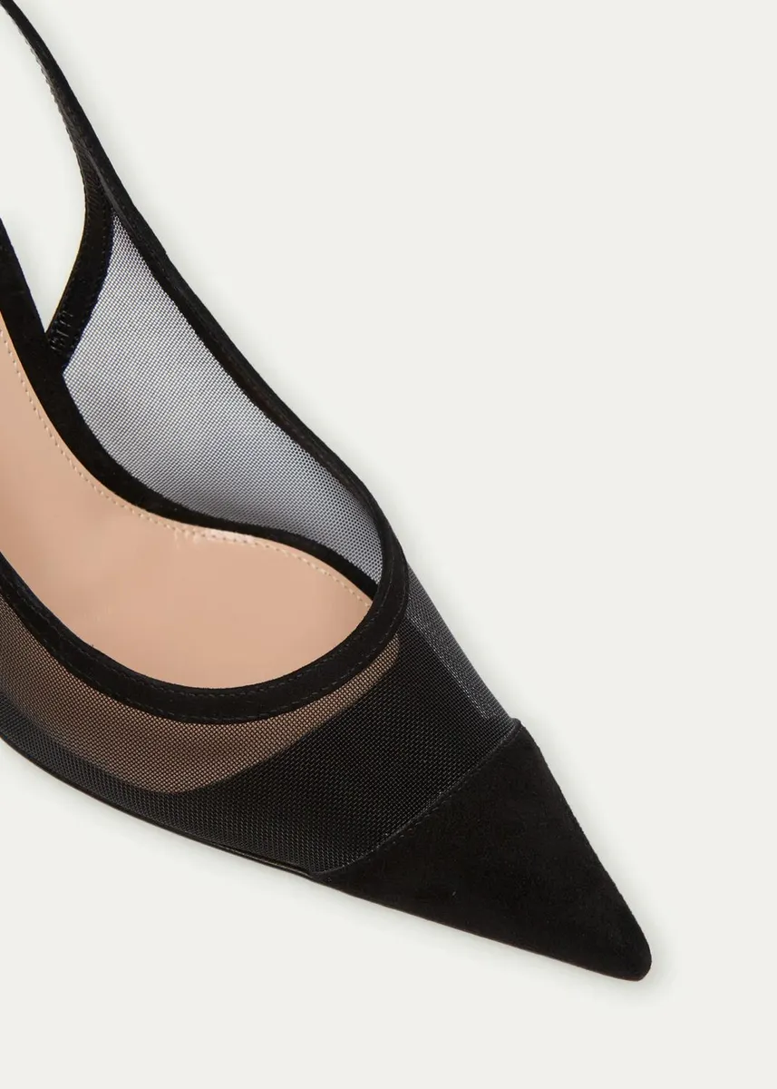 Gianvito Rossi 95mm Mesh and Suede Slingback Pumps | Thumbnail 3 Gianvito Rossi 95mm Mesh and Suede Slingback Pumps | Thumbnail 3