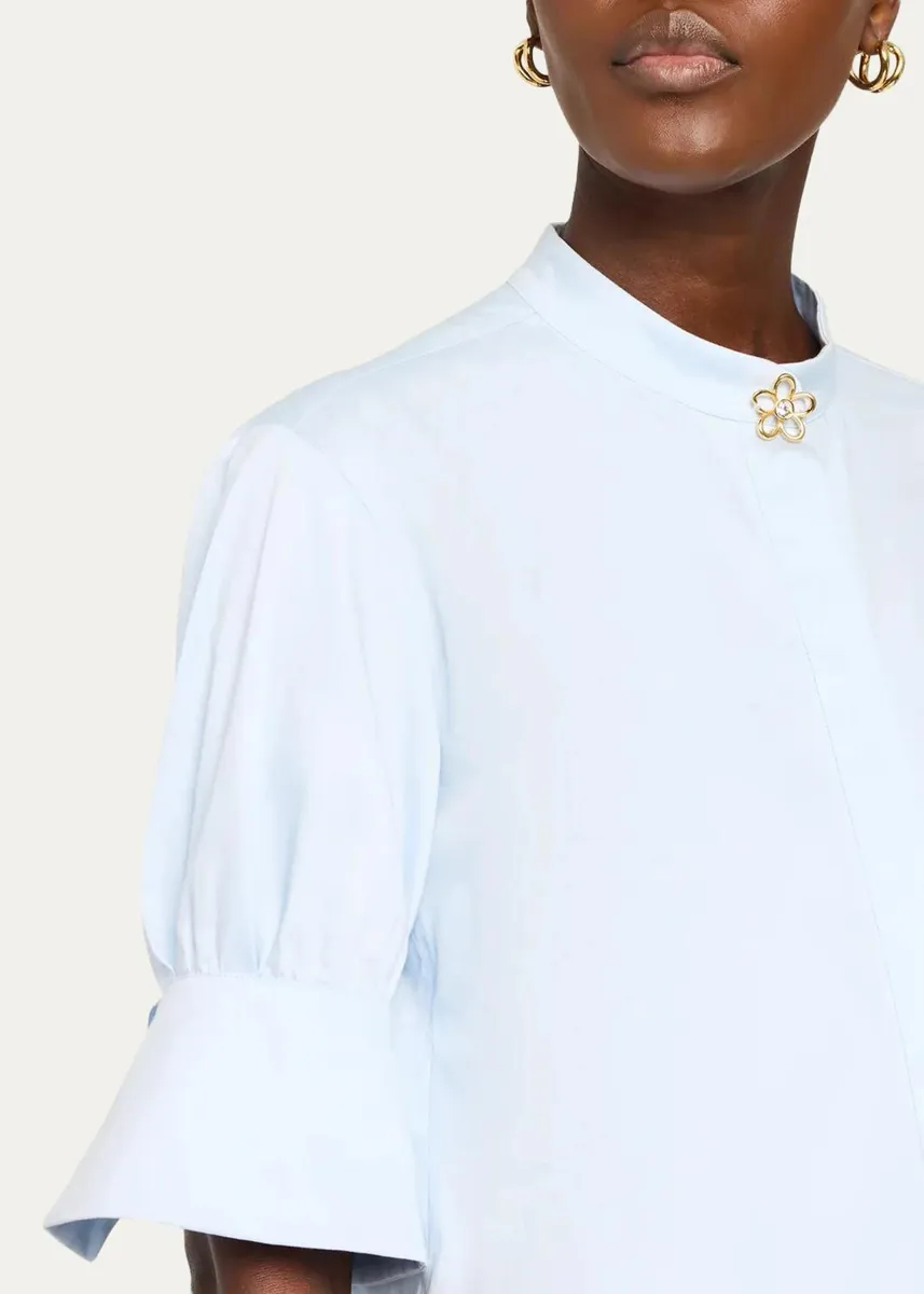 Oscar de la Renta Short-Sleeve Cotton Poplin Button-Down Shirt | Thumbnail 5 Oscar de la Renta Short-Sleeve Cotton Poplin Button-Down Shirt | Thumbnail 5