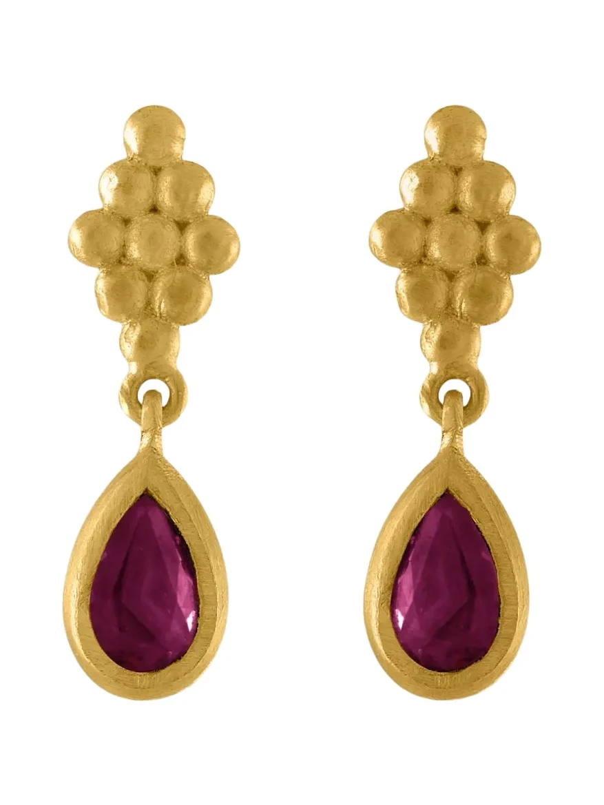 Small Ruby Nona Earrings 22K Gold 0.5 ct.