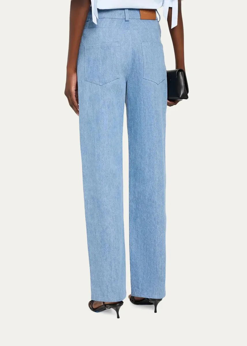 Oscar de la Renta Mid-Rise Denim Straight-Leg Pants | Thumbnail 3 Oscar de la Renta Mid-Rise Denim Straight-Leg Pants | Thumbnail 3