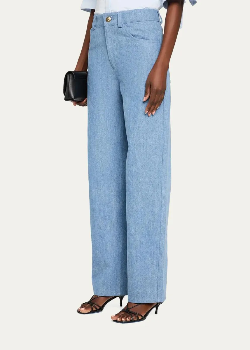 Oscar de la Renta Mid-Rise Denim Straight-Leg Pants | Thumbnail 4 Oscar de la Renta Mid-Rise Denim Straight-Leg Pants | Thumbnail 4