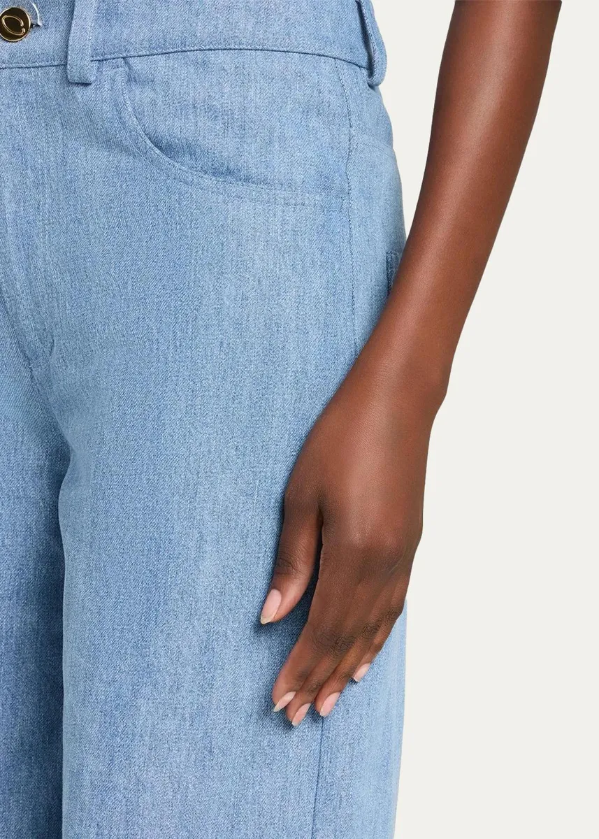 Oscar de la Renta Mid-Rise Denim Straight-Leg Pants | Thumbnail 5 Oscar de la Renta Mid-Rise Denim Straight-Leg Pants | Thumbnail 5