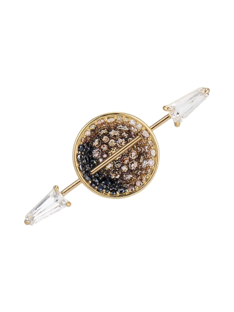 JV Insardi 18K Yellow Gold Diamond and Sapphire Solstice Pin