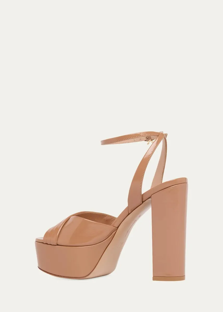 Gianvito Rossi 85mm Ruched Patent Leather Platform Sandals | Thumbnail 2