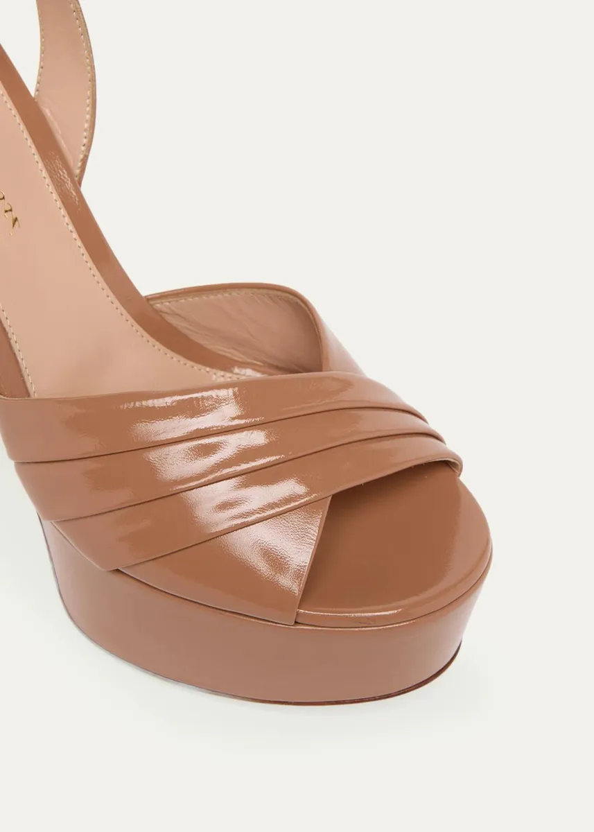 Gianvito Rossi 85mm Ruched Patent Leather Platform Sandals | Thumbnail 3
