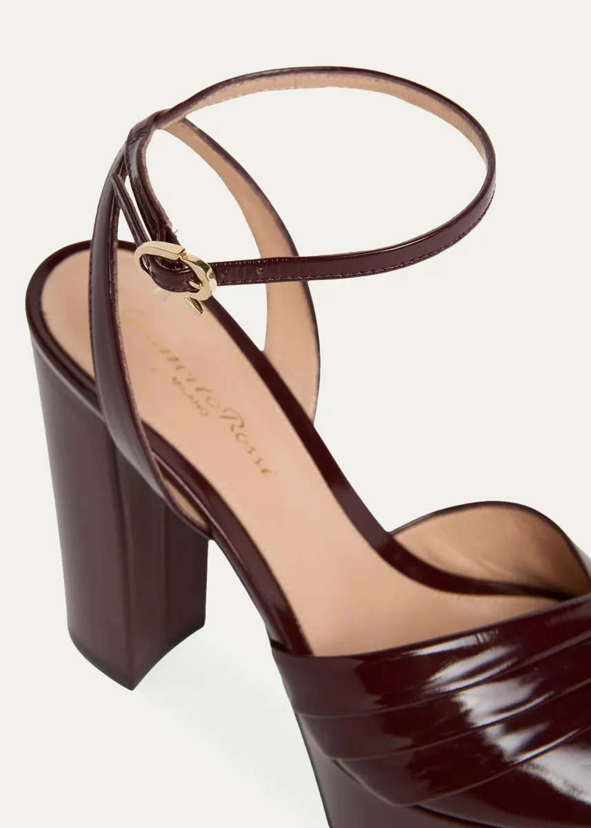 Gianvito Rossi 85mm Ruched Patent Leather Platform Sandals | Thumbnail 5