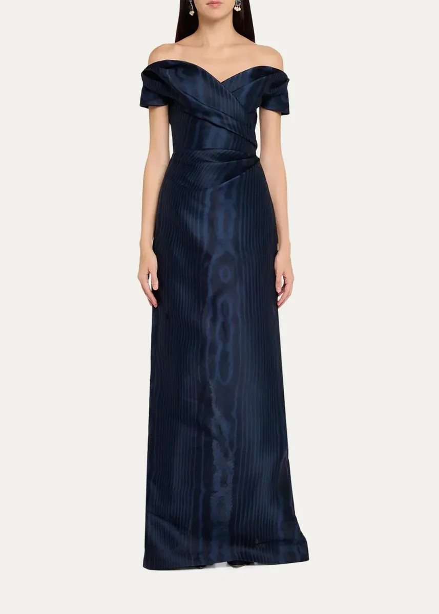 Oscar de la Renta Off-The-Shoulder Moire Silk Gazar Gown | Thumbnail 2 Oscar de la Renta Off-The-Shoulder Moire Silk Gazar Gown | Thumbnail 2