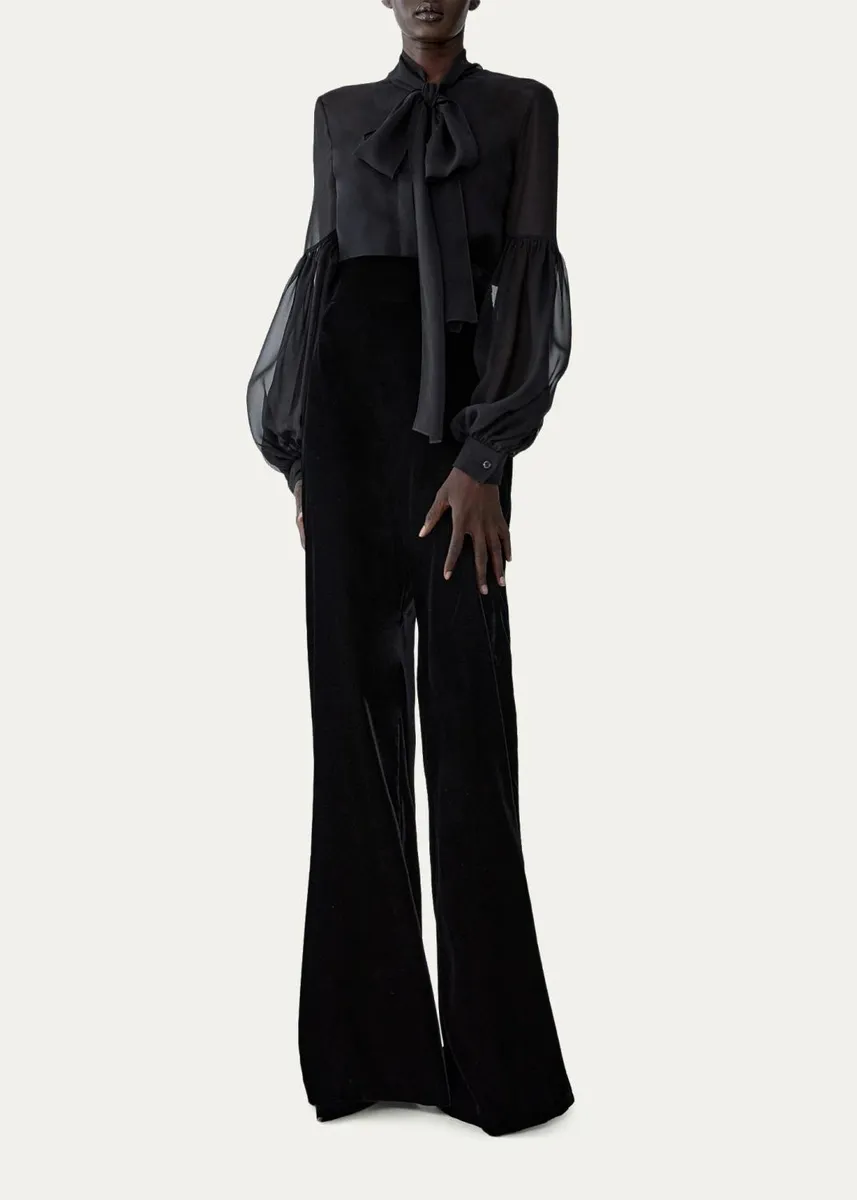 Carolina Herrera Balloon-Sleeve Silk Chiffon Bow-Neck Top | Thumbnail 4 Carolina Herrera Balloon-Sleeve Silk Chiffon Bow-Neck Top | Thumbnail 4
