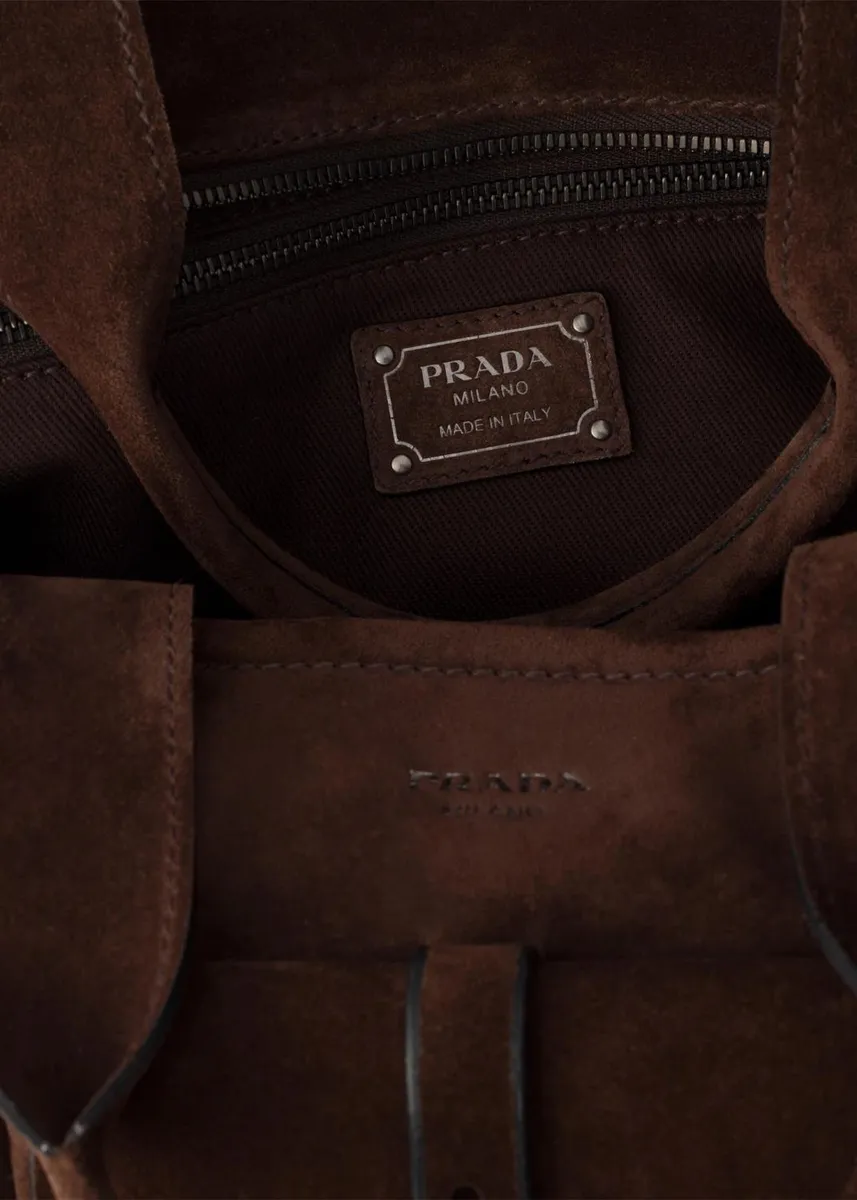Prada Route Large Suede Tote Bag | Thumbnail 3 Prada Route Large Suede Tote Bag | Thumbnail 3