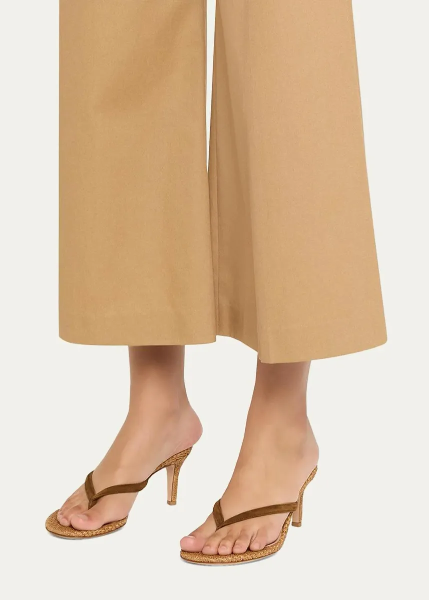 Gianvito Rossi Calypso 70 Suede & Raffia Thong Sandals | Thumbnail 2 Gianvito Rossi Calypso 70 Suede & Raffia Thong Sandals | Thumbnail 2