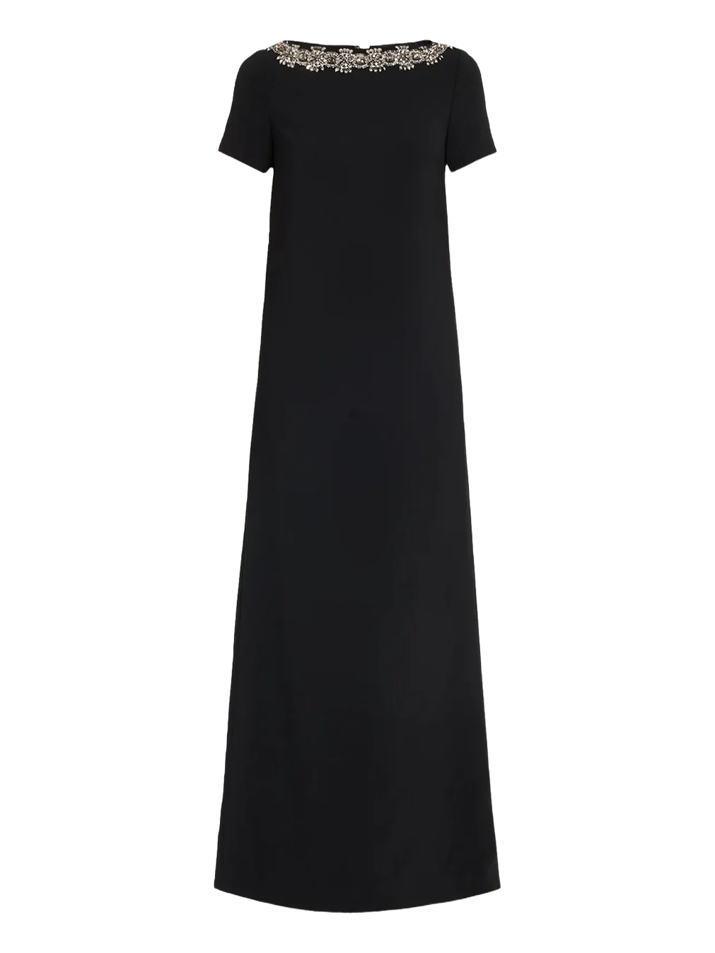 Embellished Boat-Neck Crepe Short-Sleeve Gown Embellished Boat-Neck Crepe Short-Sleeve Gown