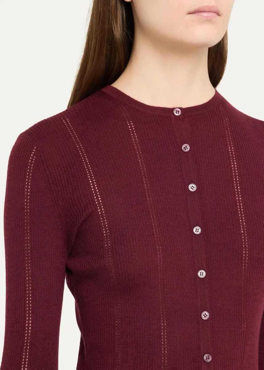 Gabriela Hearst Olea Pointelle Striped Wool Rib Henley Top | Thumbnail 5 Gabriela Hearst Olea Pointelle Striped Wool Rib Henley Top | Thumbnail 5