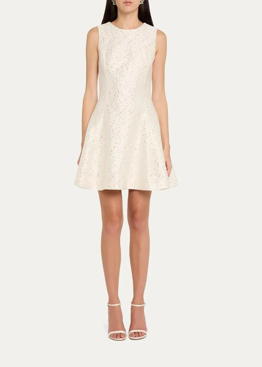 Oscar de la Renta Sleeveless Sequined Tweed Mini Dress | Thumbnail 2 Oscar de la Renta Sleeveless Sequined Tweed Mini Dress | Thumbnail 2