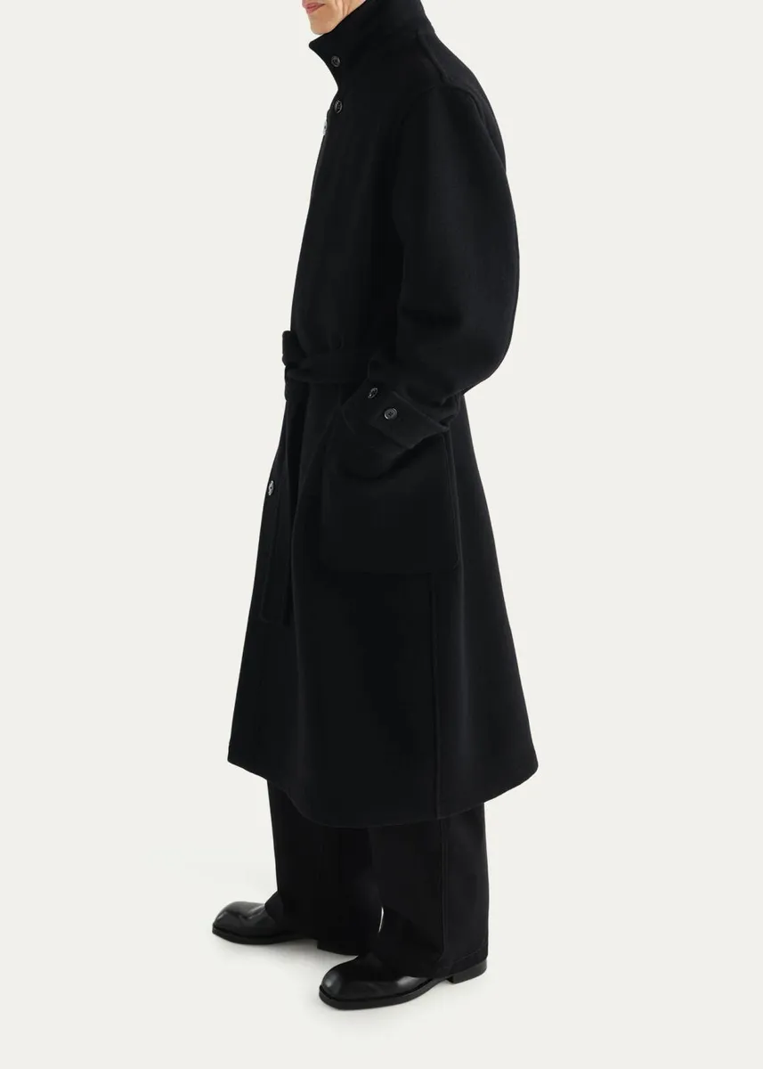 Lemaire Men's Double-Face Wool Wrap Coat | Thumbnail 4