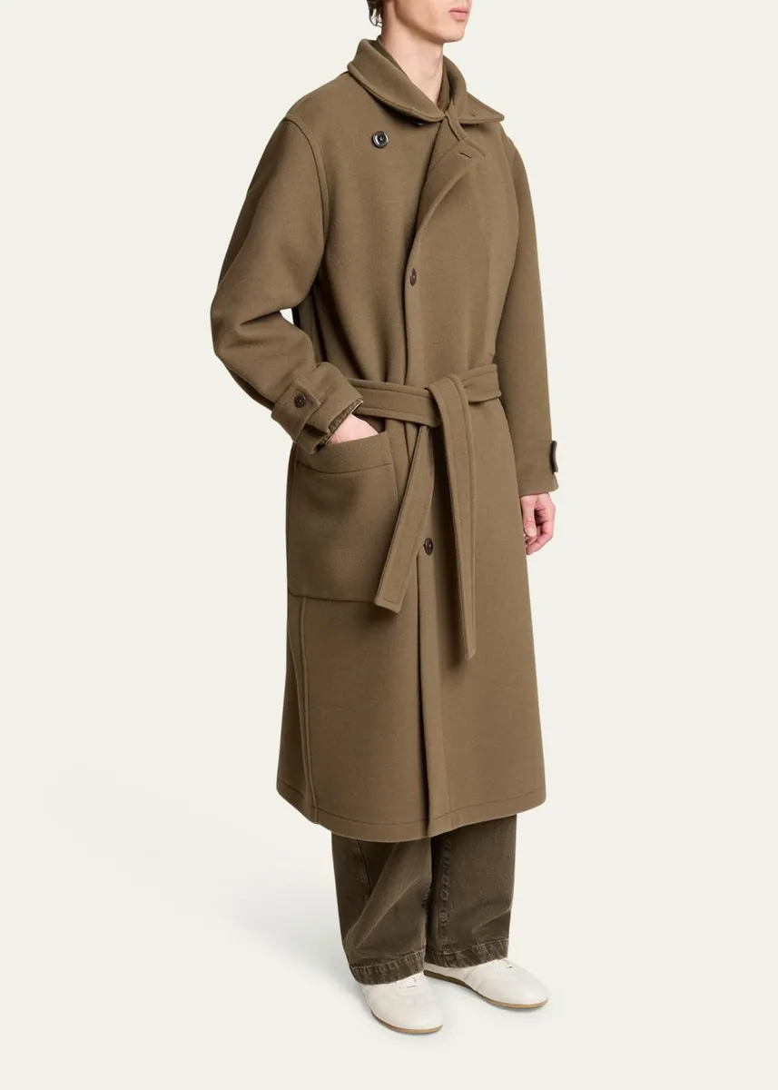 Lemaire Men's Double-Face Wool Wrap Coat | Thumbnail 8