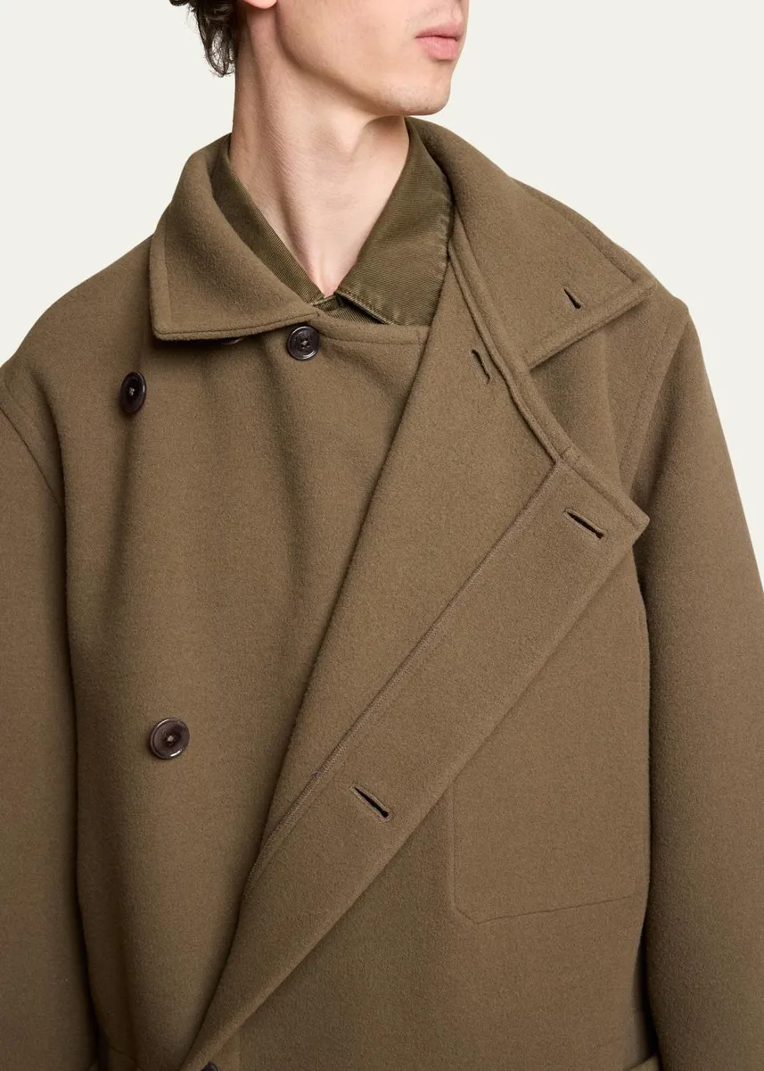 Lemaire Men's Double-Face Wool Wrap Coat | Thumbnail 9