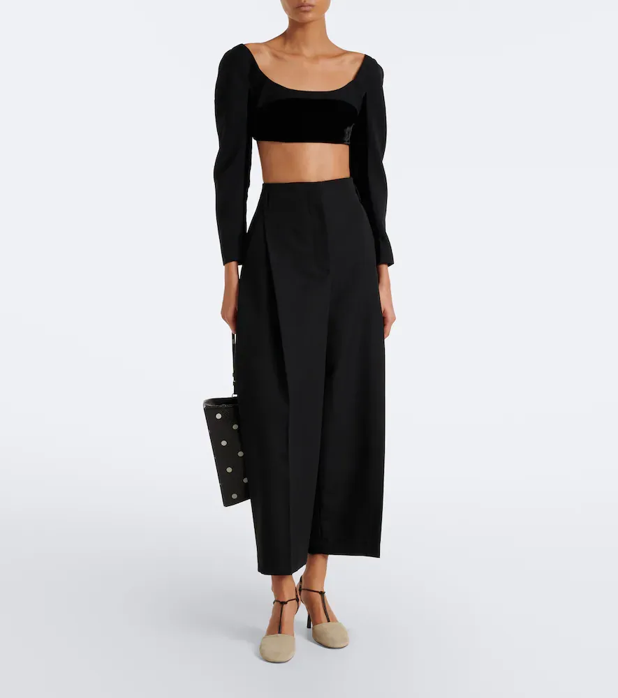 Jacquemus Tailleur wool and velvet crop top | Thumbnail 3