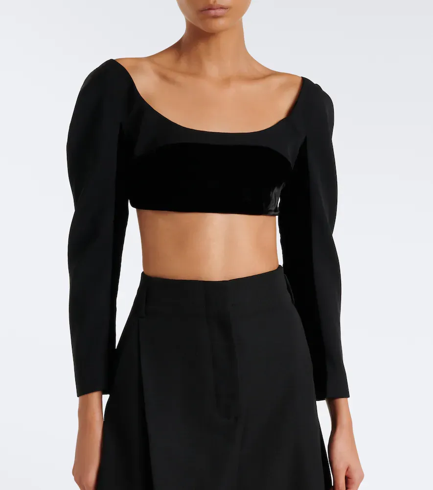 Jacquemus Tailleur wool and velvet crop top | Thumbnail 4