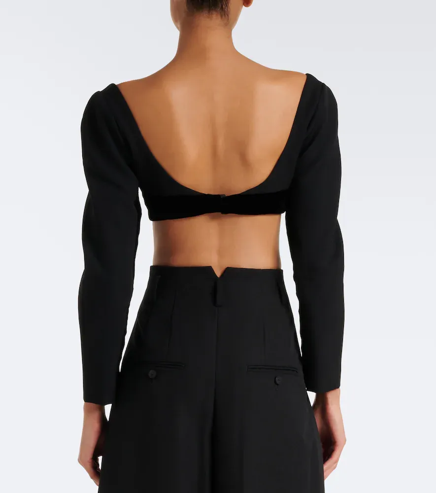 Jacquemus Tailleur wool and velvet crop top | Thumbnail 6