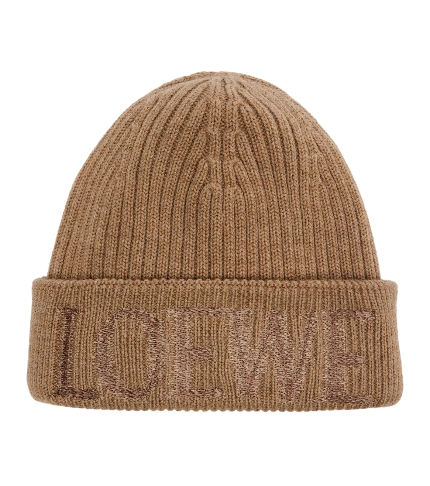 Logo embroidered ribbed-knit wool beanie