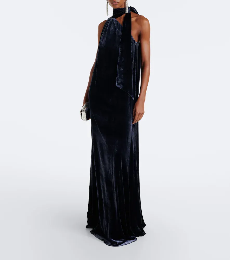 Taller Marmo Astor draped scarf-detail velvet gown | Thumbnail 4 Taller Marmo Astor draped scarf-detail velvet gown | Thumbnail 4
