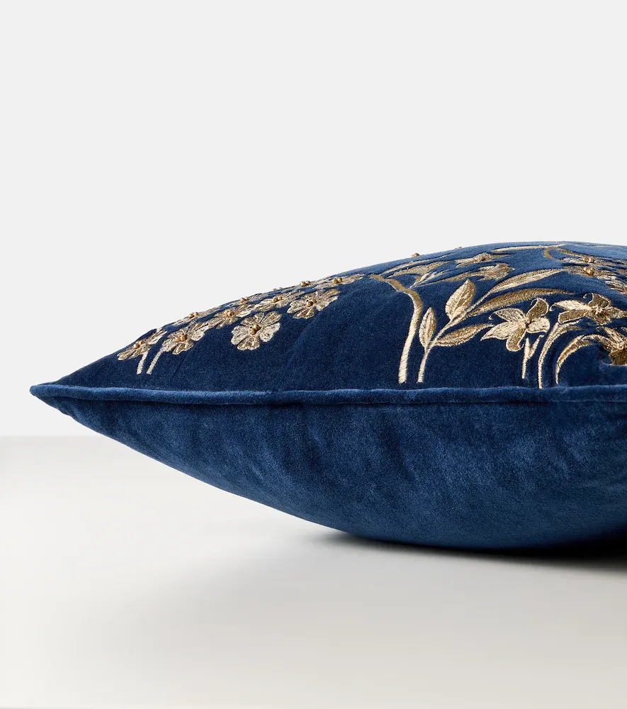 LES OTTOMANS Embroidered cotton velvet cushion | Thumbnail 2