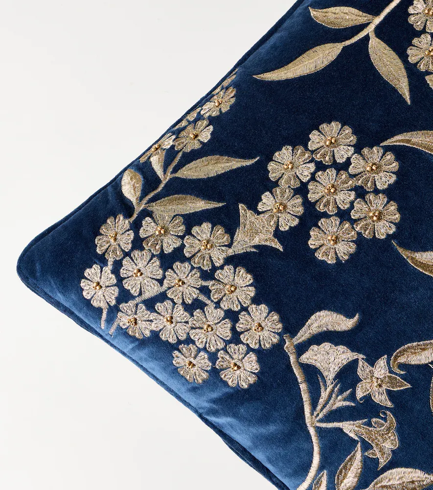 LES OTTOMANS Embroidered cotton velvet cushion | Thumbnail 5
