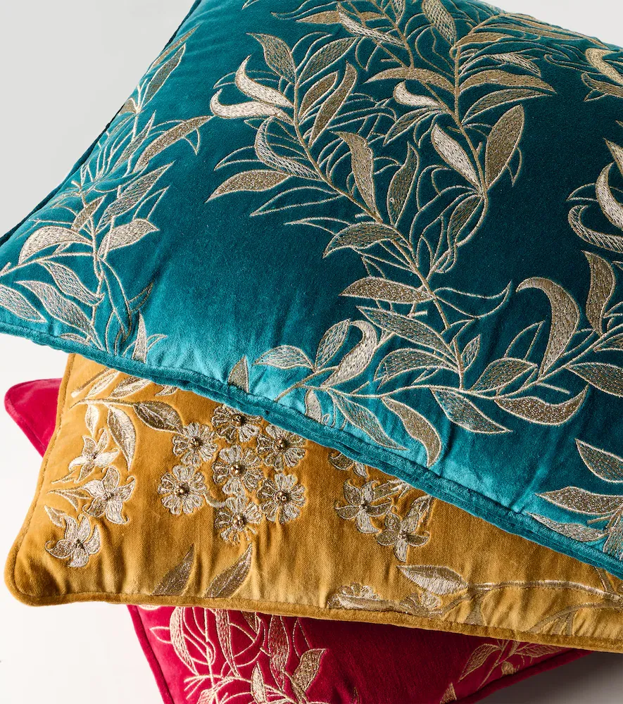 LES OTTOMANS Embroidered cotton velvet cushion | Thumbnail 5