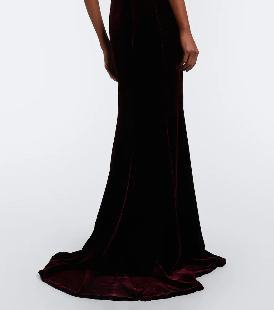 Costarellos Off-shoulder velour bustier gown | Thumbnail 4