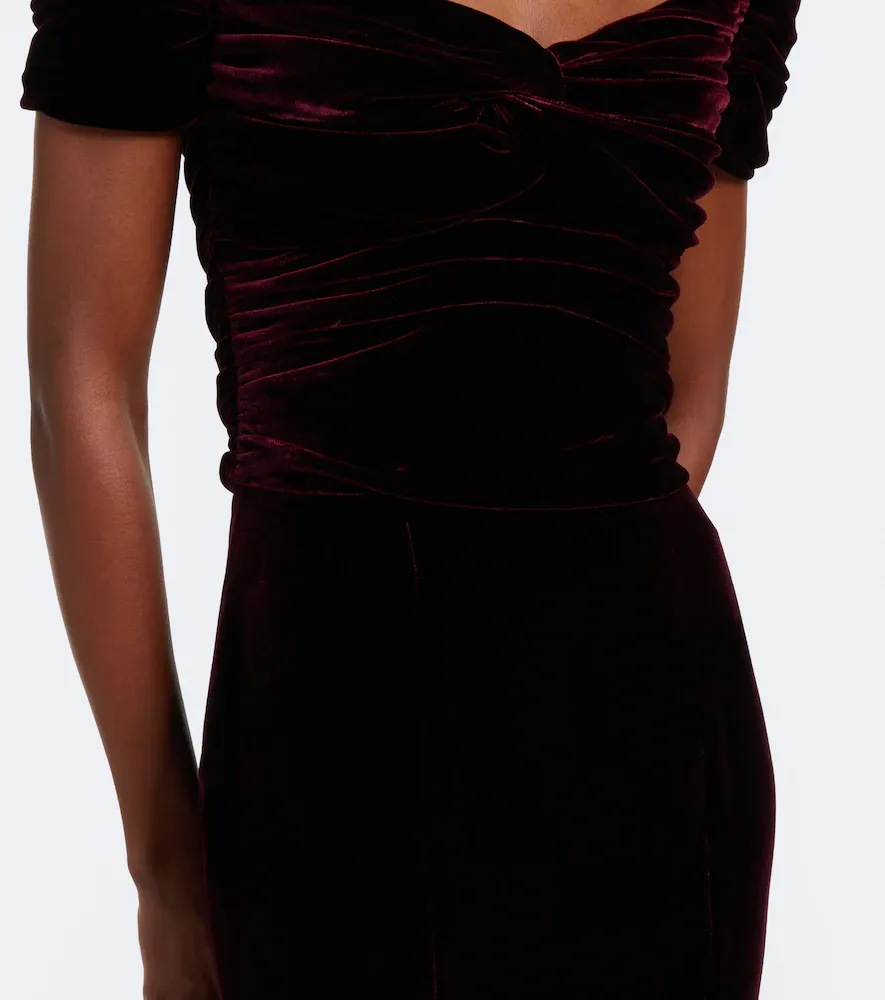Costarellos Off-shoulder velour bustier gown | Thumbnail 5