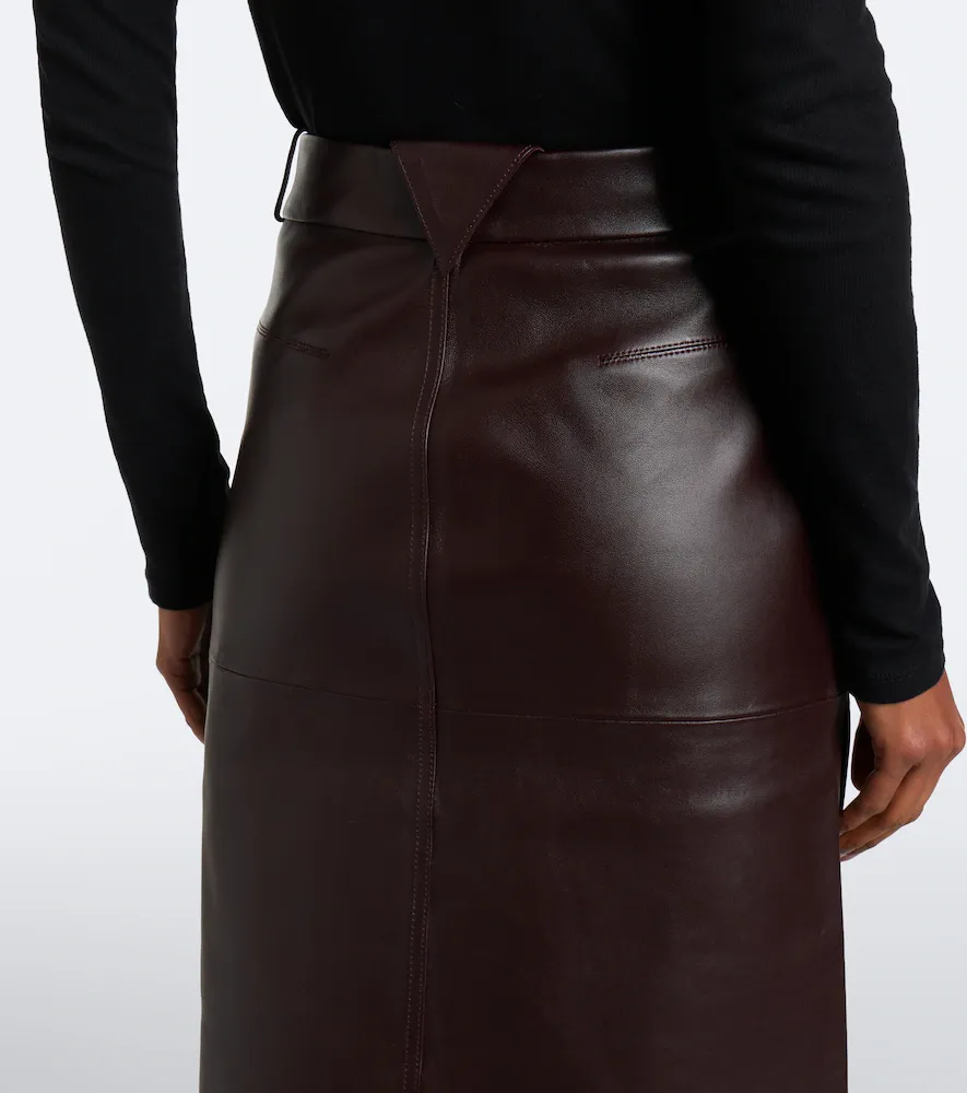 Victoria Beckham Leather midi skirt | Thumbnail 2