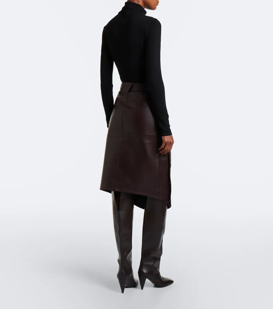 Victoria Beckham Leather midi skirt | Thumbnail 5