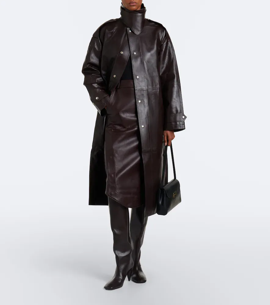 Victoria Beckham Leather midi skirt | Thumbnail 6