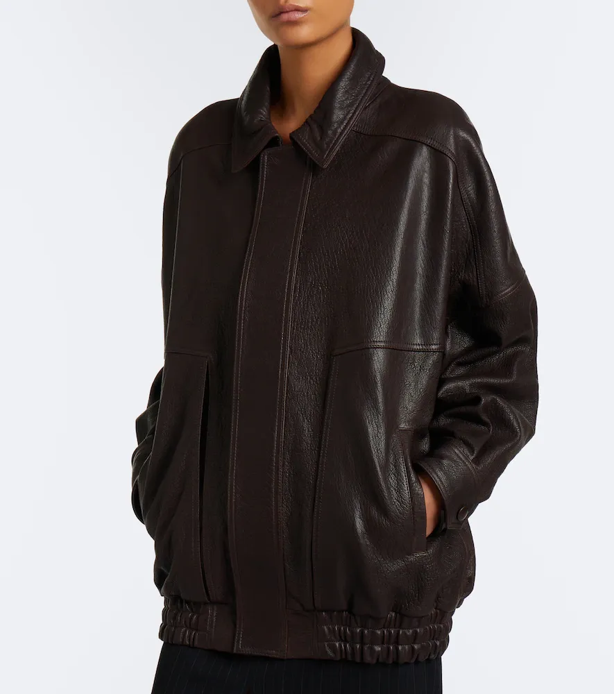 Nour Hammour Dalma leather blouson jacket | Thumbnail 2