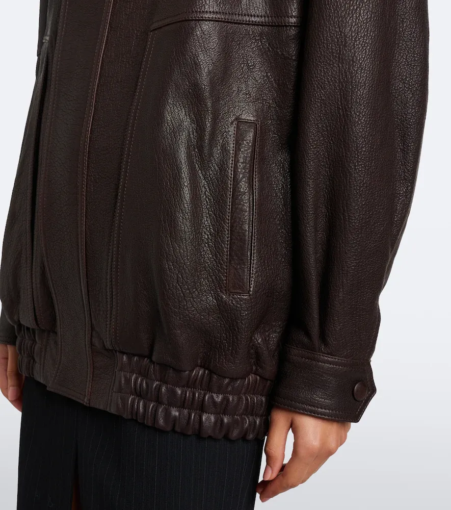 Nour Hammour Dalma leather blouson jacket | Thumbnail 3