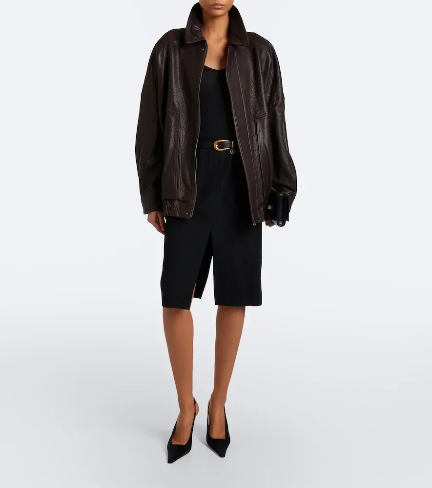 Nour Hammour Dalma leather blouson jacket | Thumbnail 4