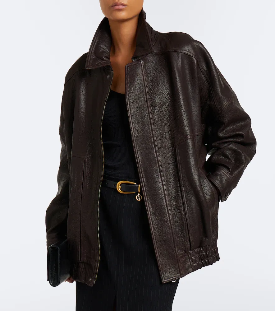 Nour Hammour Dalma leather blouson jacket | Thumbnail 5