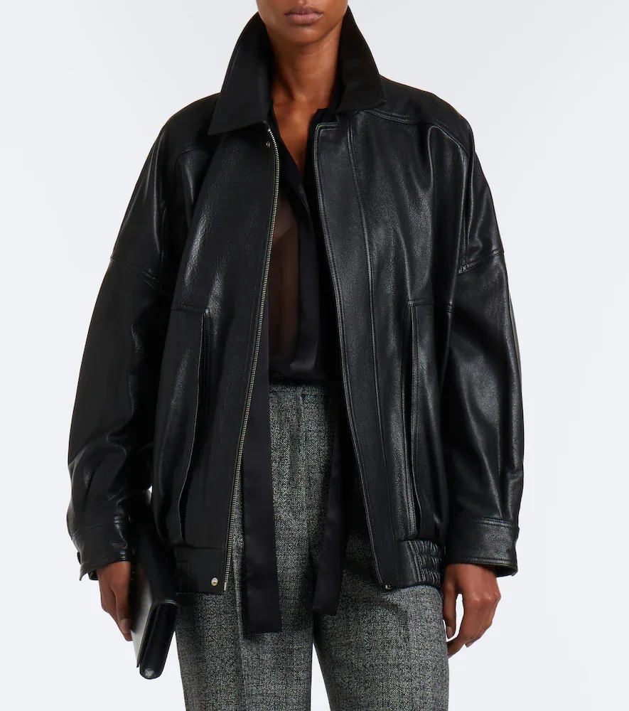 Nour Hammour Dalma leather blouson jacket | Thumbnail 2 Nour Hammour Dalma leather blouson jacket | Thumbnail 2