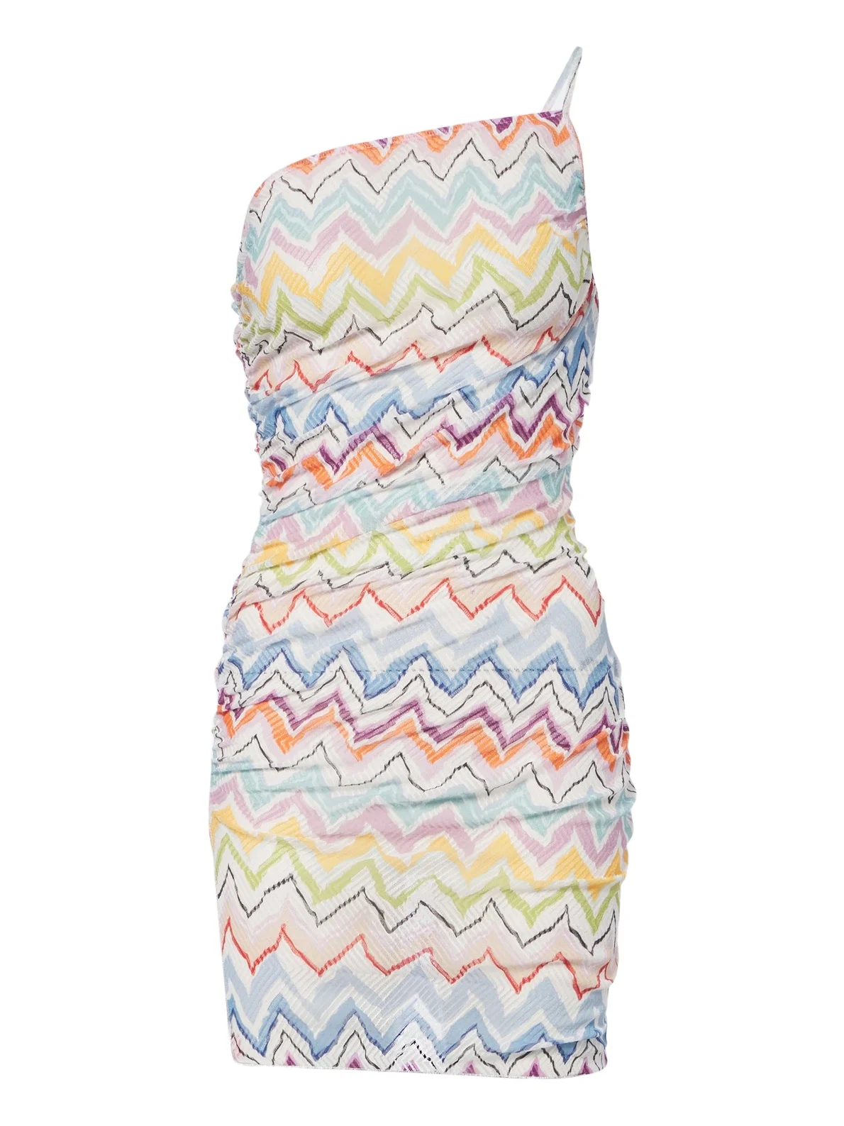 Missoni Zigzag ruched one-shoulder minidress