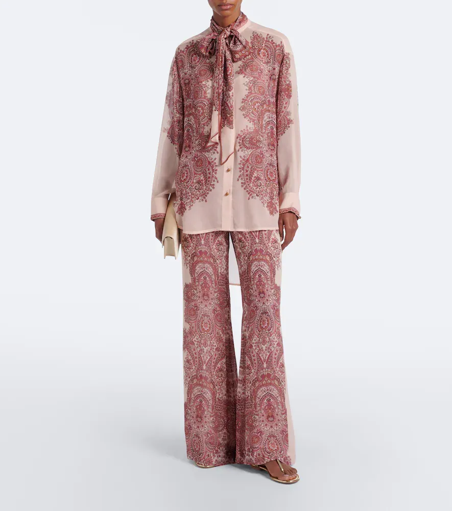 Zimmermann Clash paisley tie-neck georgette shirt | Thumbnail 2