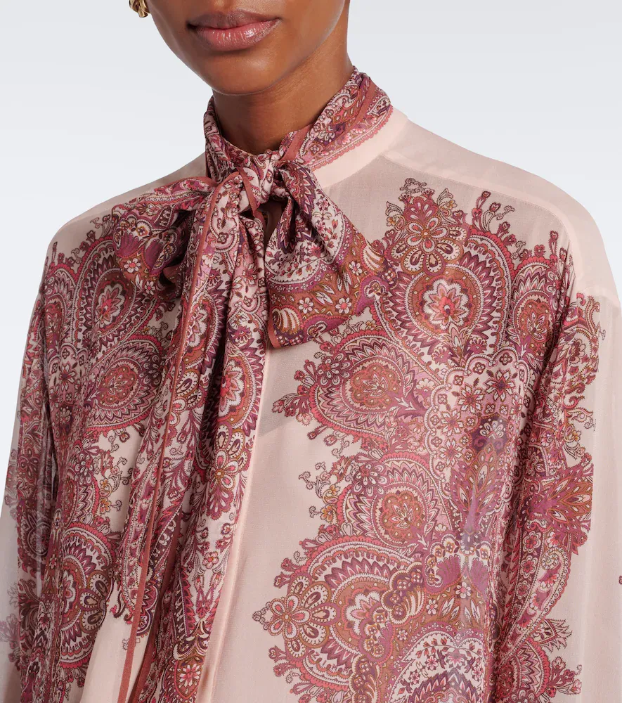 Zimmermann Clash paisley tie-neck georgette shirt | Thumbnail 4