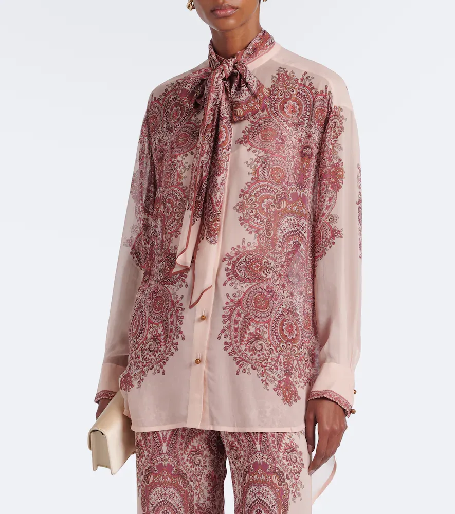 Zimmermann Clash paisley tie-neck georgette shirt | Thumbnail 5