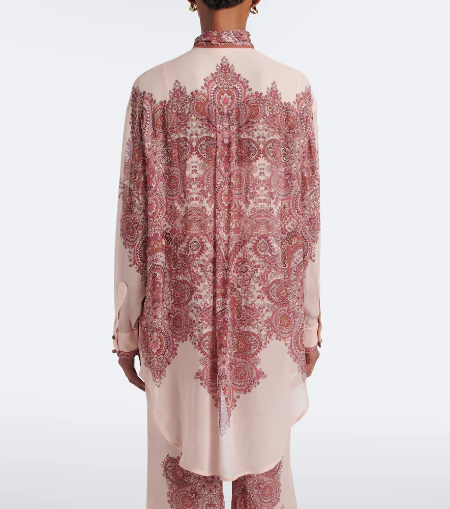 Zimmermann Clash paisley tie-neck georgette shirt | Thumbnail 6