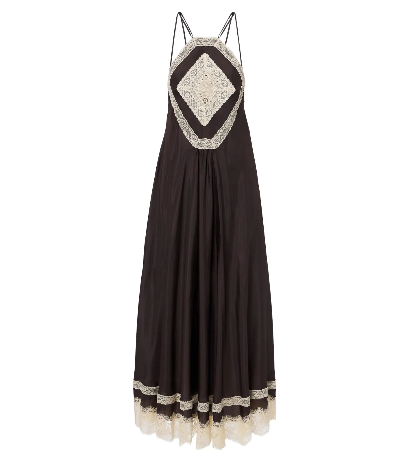 Echo lace-trimmed silk midi dress Echo lace-trimmed silk midi dress