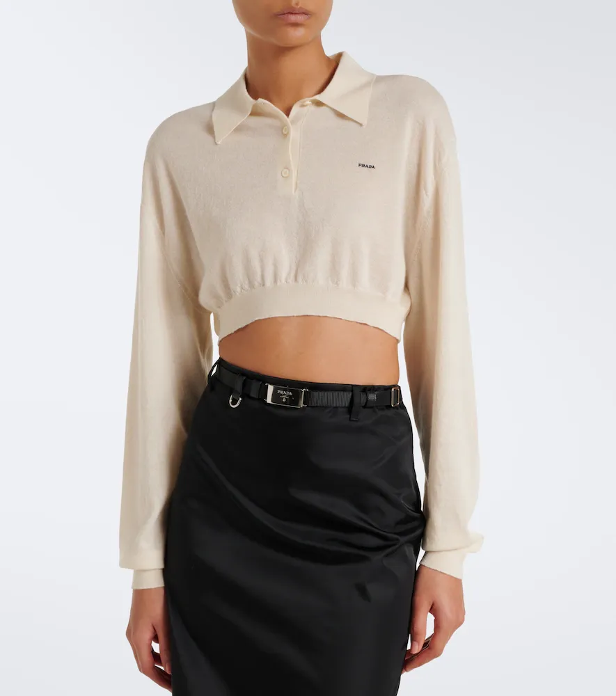 Prada Cropped cashmere polo sweater | Thumbnail 4 Prada Cropped cashmere polo sweater | Thumbnail 4