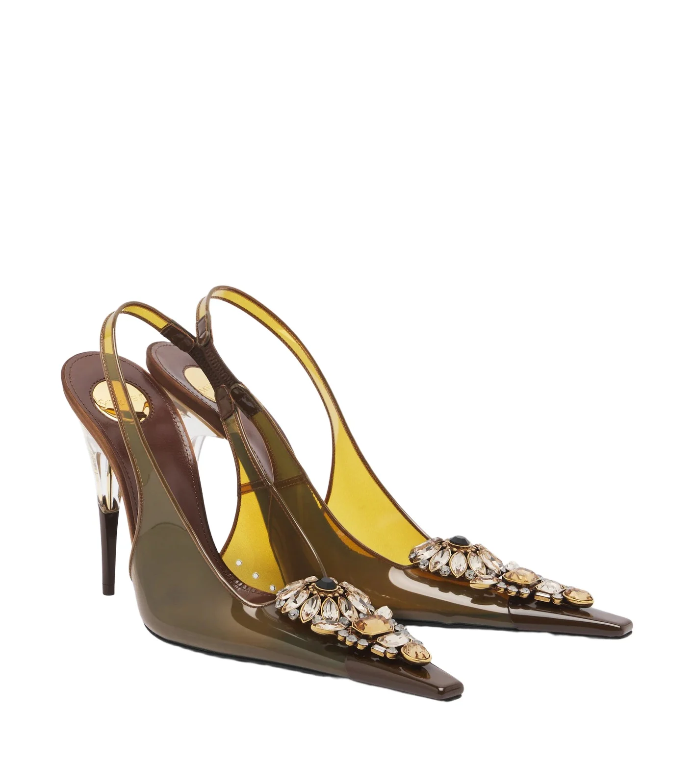 Saint Laurent Isabella embellished TPU slingback pumps