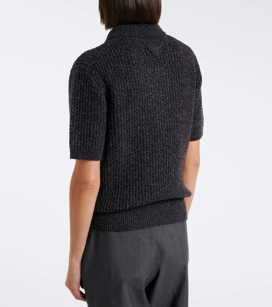 Prada Wool and cashmere mouliné polo sweater | Thumbnail 2 Prada Wool and cashmere mouliné polo sweater | Thumbnail 2