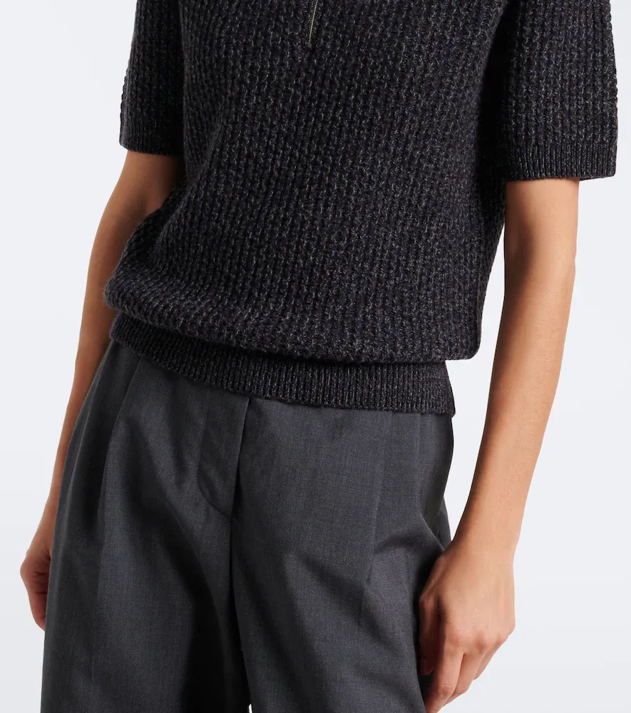 Prada Wool and cashmere mouliné polo sweater | Thumbnail 4 Prada Wool and cashmere mouliné polo sweater | Thumbnail 4